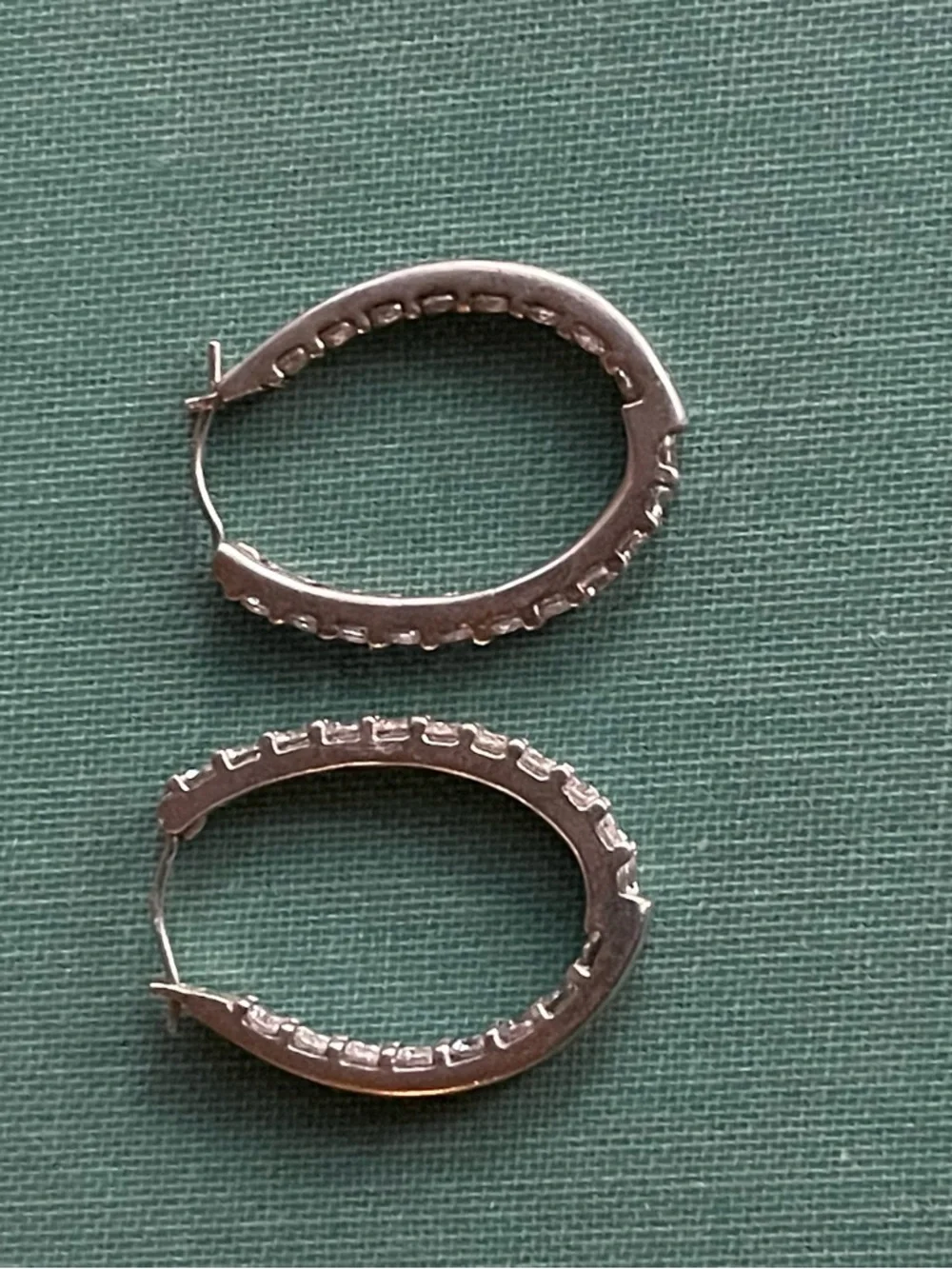 Vintage 925 DQCZ Diamonique Cubic Zirconia Sterling Silver Hoop Earrings 4.99g - Picture 7 of 10
